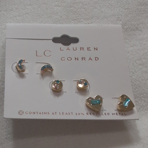LC Lauren Conrad Gold and Blue Earring Set - Picture 2 of 6